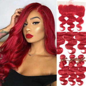 Red Bundles With Closure Colored
